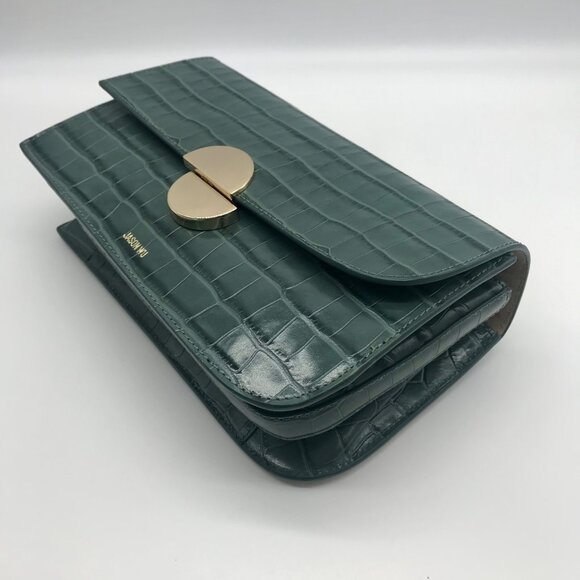 Jason Wu Sage Leaf Croc Embossed Orbit Leather Clutch - Picture 7 of 11